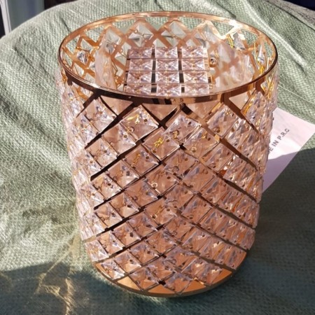 سلة مهملات مع معدن مرصع كريستال معينات مع علبة محارم 